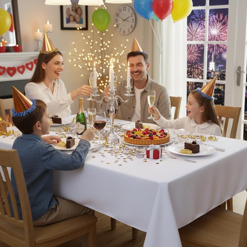 sancua Rectangle Tablecloth - 54 x 120 Inch - Water Resistant Spill Proof Washable Polyester Table Cloth, Decorative Fabric Table Cover for Dining Tables, Buffet Parties and Camping, White - Image 3